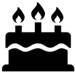 Birthday cake icon for DelMarVa video game birthday parties 